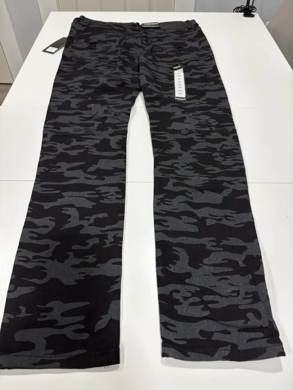 Street Jeans Men's Skinny Fit Camo Distressed Jeans Balck/Gray